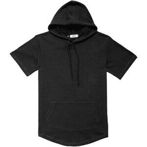 Short Sleeve Hoodie Lightweight Soft Cotton Moisture Wicking Kangaroo